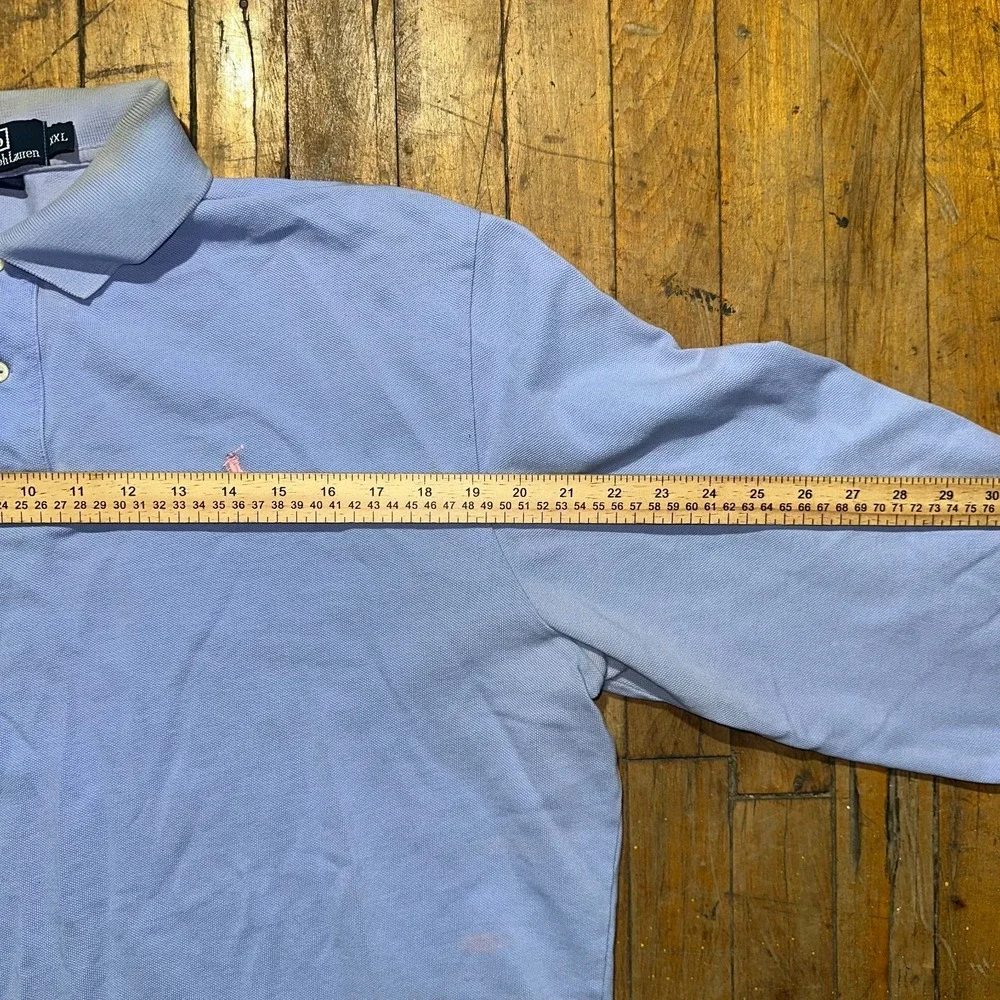 Polo Ralph Lauren Polo‎ Shirt Mens 2XL Blue Pony High Low Slit Golf Performance